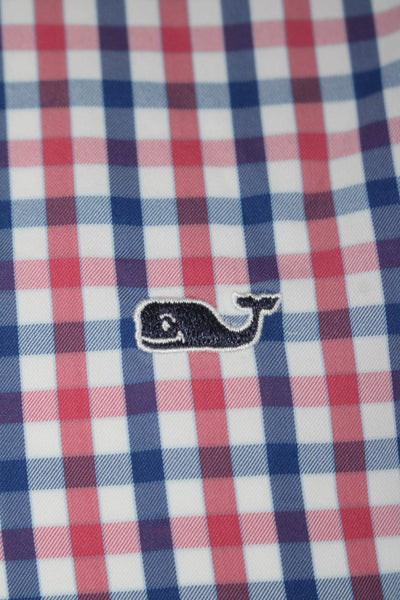 Vineyard Vines Mens Plaid Print Collared Button Down Whale Top Multicolor Size S