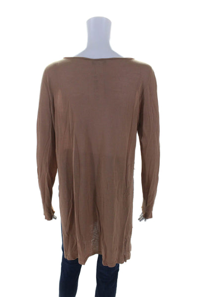Eileen Fisher Womens Round Neck Long Sleeve Pullover T-Shirt Brown Size M