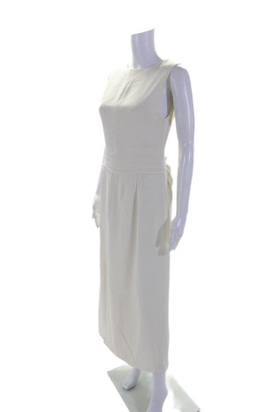 Gruppo GFT Womens Round Neck Darted Sleeveless Pleated Slit Dress White Size 2