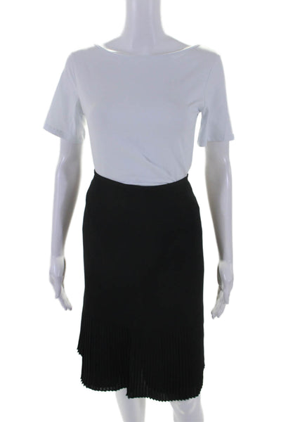 Armani Collezioni Womens Silk Pleated Hem Straight Slip-On Skirt Black Size 8