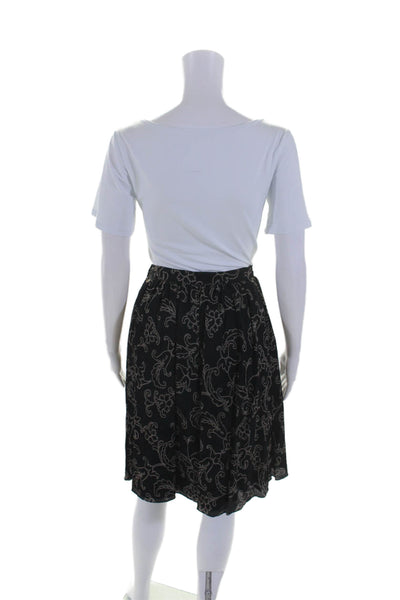 Giorgio Armani Womens Floral Print Button Pleated A-Line Skirt Black Size EUR38