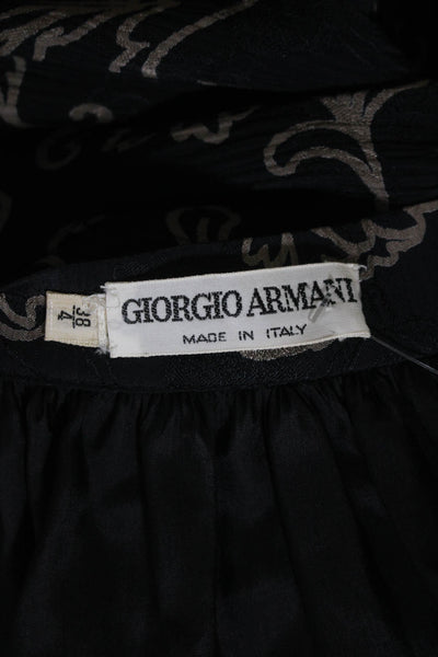 Giorgio Armani Womens Floral Print Button Pleated A-Line Skirt Black Size EUR38