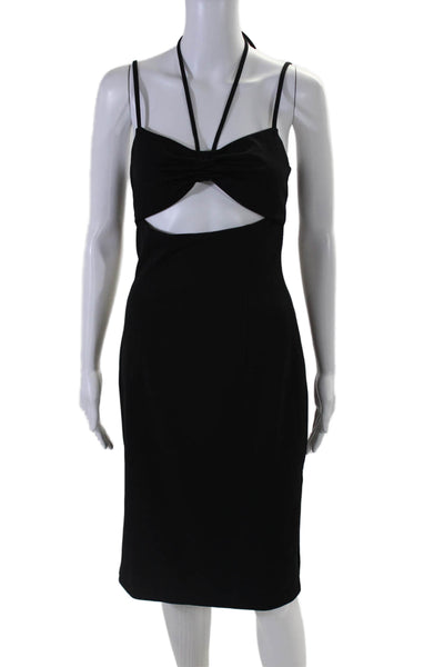 BCBGeneration Womens Spaghetti Strap V Neck Cut Out Sheath Dress Black Size XS