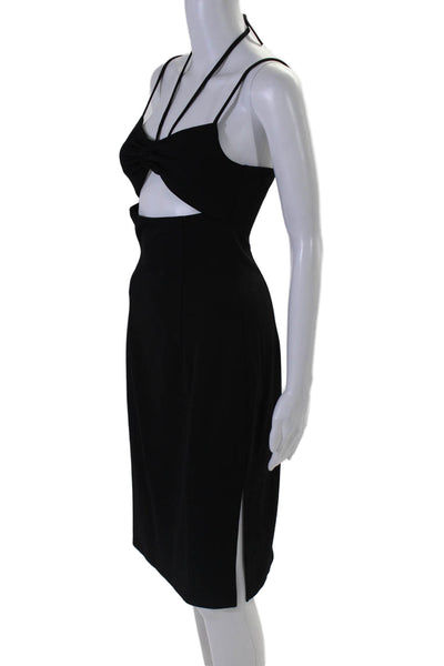 BCBGeneration Womens Spaghetti Strap V Neck Cut Out Sheath Dress Black Size XS