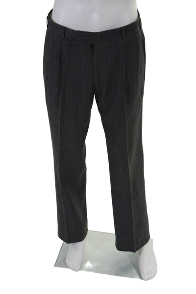 International Passport Mens Gray Striped Two Button Blazer Pants Suit Set Size40