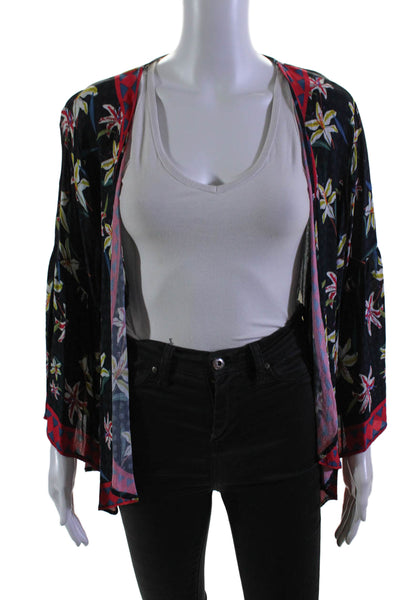 BLANK Womens Floral Print Long Sleeves Blouse Black Multi Colored Size One Size