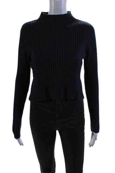 Natacha Womens Long Sleeves Pullover Turtleneck Sweater Navy Blue Size Small