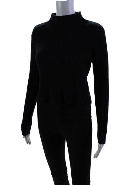 Natacha Womens Long Sleeves Pullover Turtleneck Sweater Navy Blue Size Small