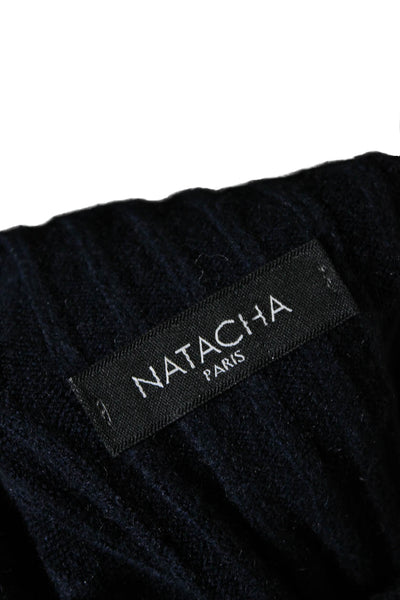 Natacha Womens Long Sleeves Pullover Turtleneck Sweater Navy Blue Size Small