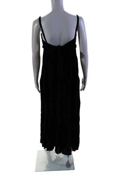 L Space Womens Round Neck Tied Backless Textured Maxi Dress Black Size S