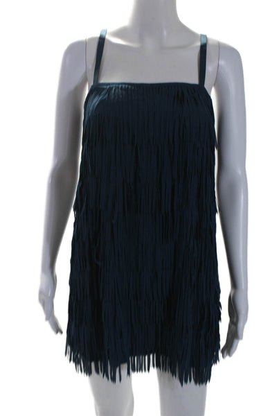 Flannel Womens Dark Blue Fringe Detail Square Neck Sleeveless Mini Dress Size 0