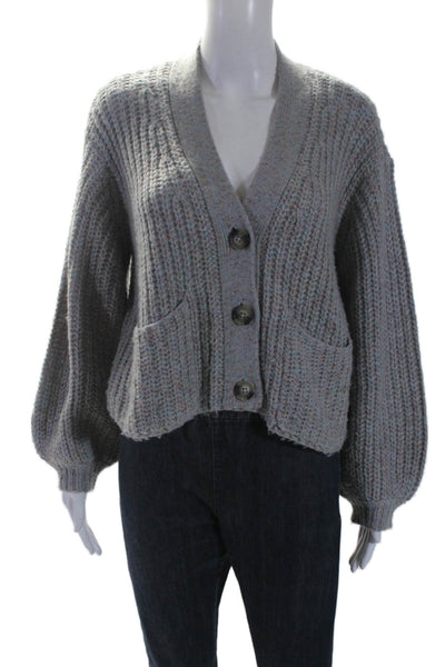 BB Dakota Womens Gray Multicolor V-neck Long Sleeve Cardigan Sweater Top Size XS