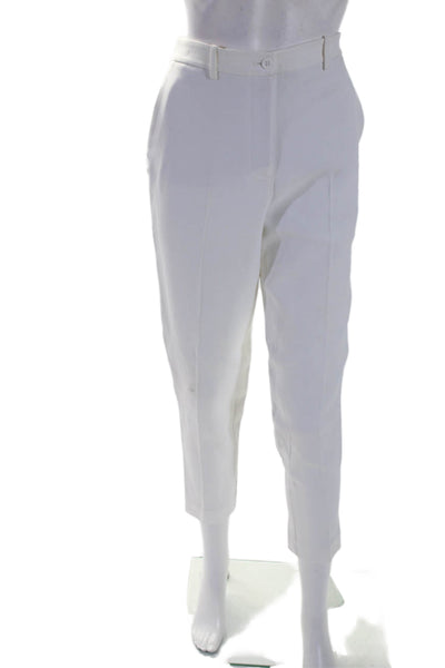 Michael Kors Collection Womens Zipper Fly Pleated Straight Pants White Size 6