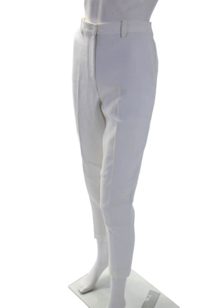 Michael Kors Collection Womens Zipper Fly Pleated Straight Pants White Size 6