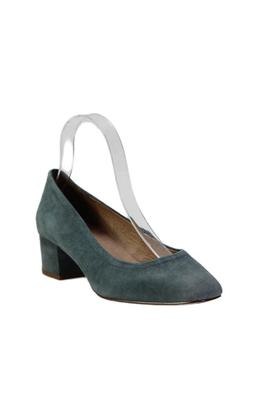 Madewell Womens Dusty Blue Suede Block Heels Pumps Shoes Size 7