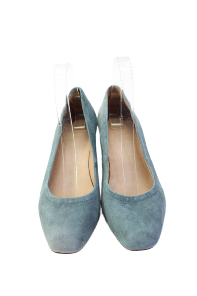 Madewell Womens Dusty Blue Suede Block Heels Pumps Shoes Size 7