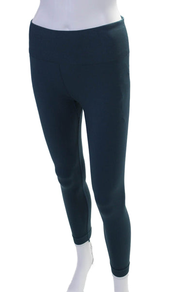 The Upside Womens Form Seamless Ribbed Elastic Athletic Leggings Blue Size 10
