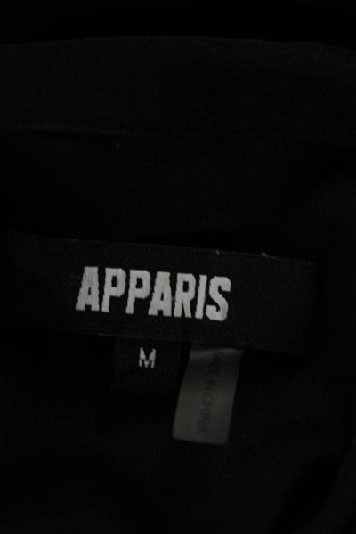 Apparis Women's Collared Long Sleeves Button Down Shirt Black Size M