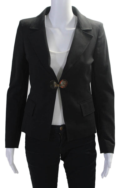 Versace Collection Womens Notched Lapel Blazer Jacket Black Size FR 42