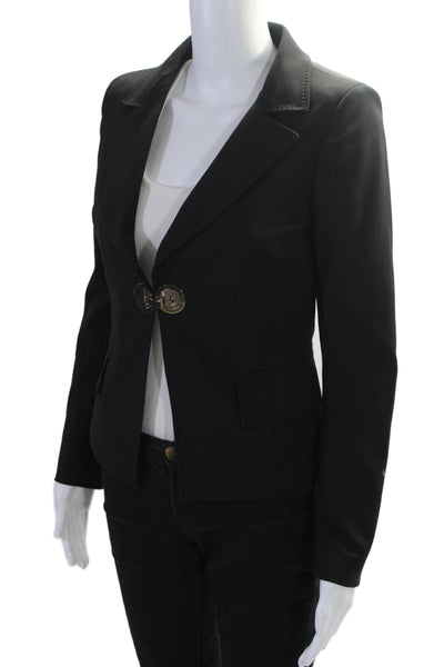 Versace Collection Womens Notched Lapel Blazer Jacket Black Size FR 42