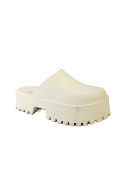 KK Pair Of Kings Womens Block Heel Platform Foam Mules White Size 7