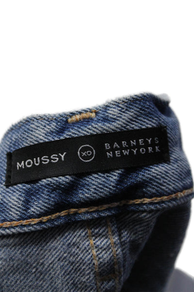 Moussy Barneys New York Womens High Rise Ripped Jeans Blue Cotton Size 24