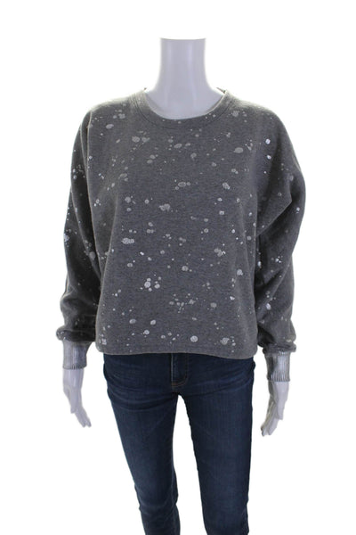 Splendid Womens Metallic Spotted Print Long Sleeve Pullover Sweater Gray Size XS