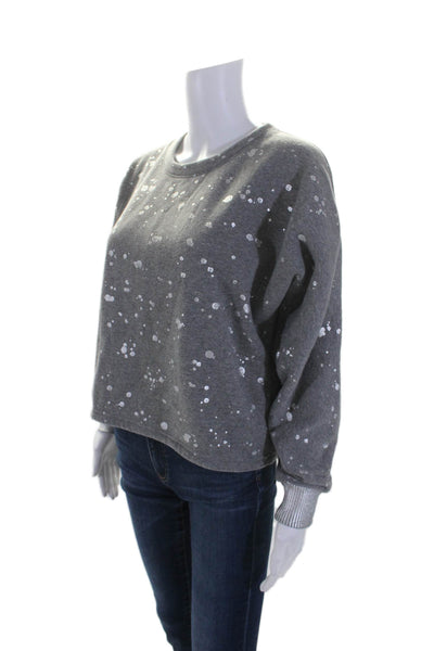 Splendid Womens Metallic Spotted Print Long Sleeve Pullover Sweater Gray Size XS