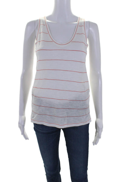 Vince Womens Cotton Scoop Neck Striped tank Top White Size XS