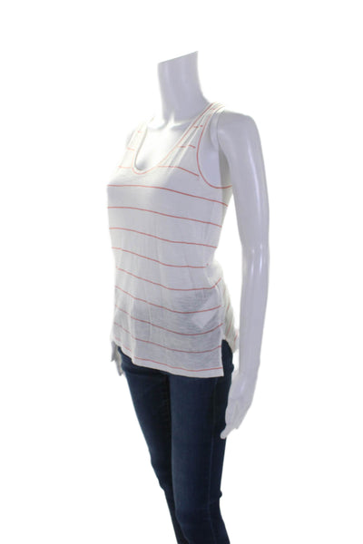 Vince Womens Cotton Scoop Neck Striped tank Top White Size XS