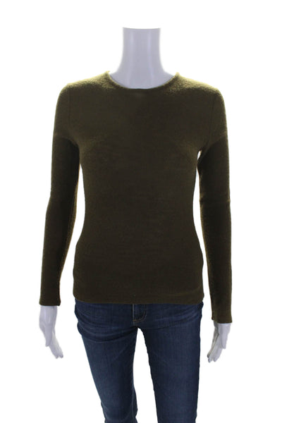 Vince Womens Wool Long Sleeve Knit Top Brown Size XS