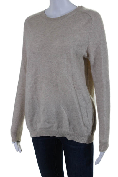 Bassike Womens Pullover Long Sleeve Crew Neck Cashmere Sweater Beige Size 0