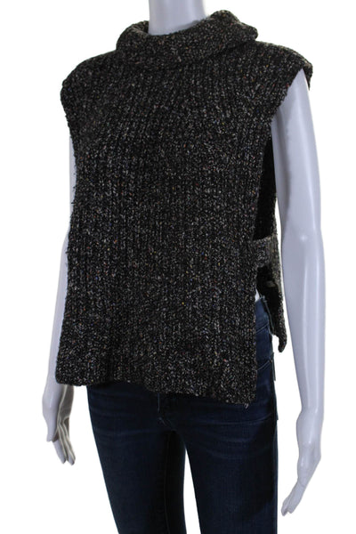 Etoile Isabel Marant Womens Sleeveless Turtleneck Knit Top Black Multi FR 36