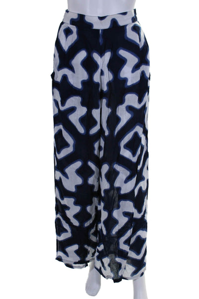 Kerry Grima Womens 2 Piece Abstract Print Cami High Slit Pants Set Blue Size M S