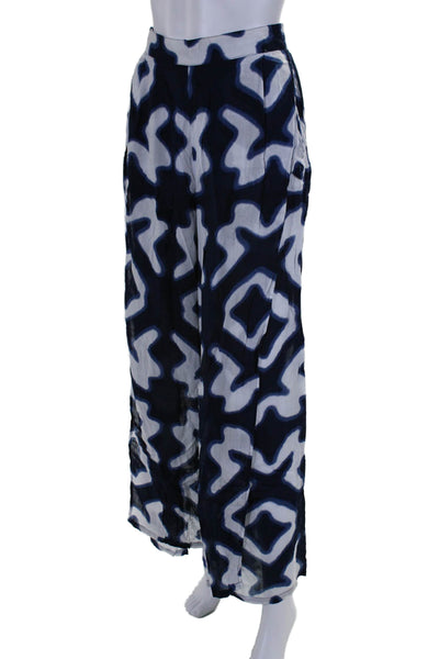 Kerry Grima Womens 2 Piece Abstract Print Cami High Slit Pants Set Blue Size M S