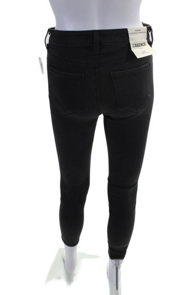 L'Agence Women's High Waist Studs Five Pockets Skinny Denim Pants Black Size 25