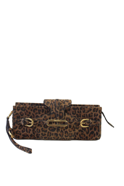 Jimmy Choo Women's Zip Closure Suede Animal Print Wallet Size M