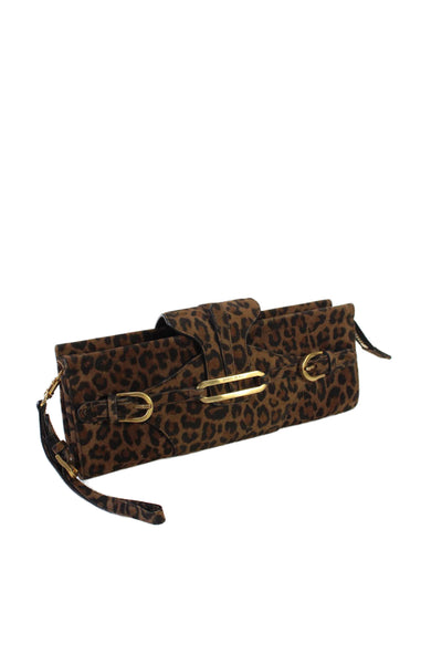 Jimmy Choo Women's Zip Closure Suede Animal Print Wallet Size M