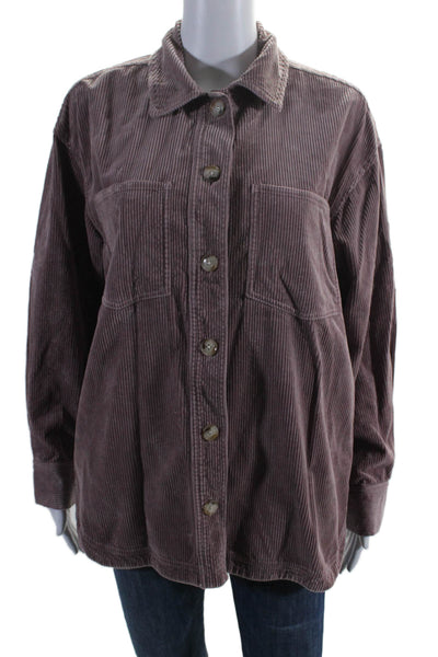 Madewell Womens Button Front Collared Corduroy Shirt Jacket Mauve Size Small