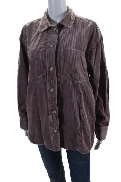 Madewell Womens Button Front Collared Corduroy Shirt Jacket Mauve Size Small