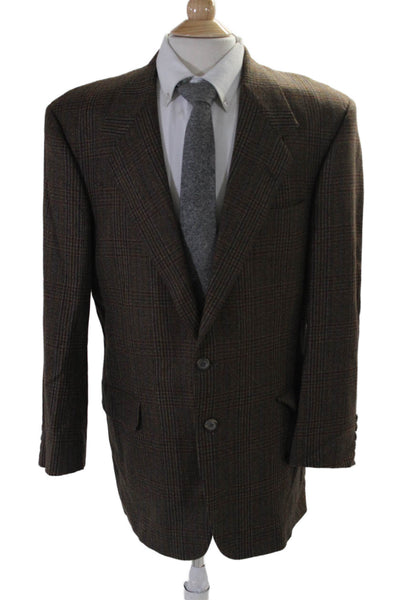 H. Freeman & Son Mens Plaid Textured Collar Buttoned Blazer brown Size EUR 42