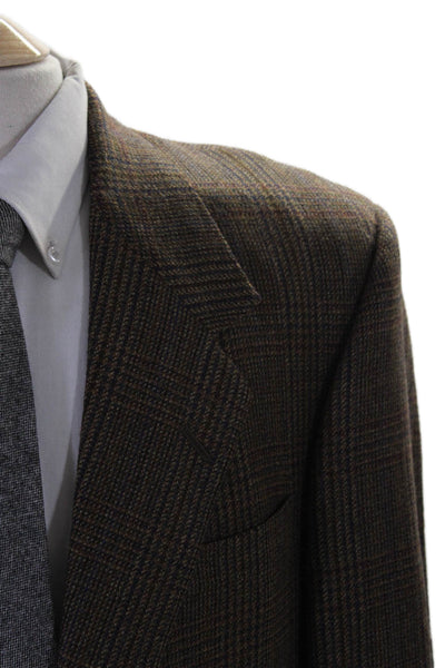 H. Freeman & Son Mens Plaid Textured Collar Buttoned Blazer brown Size EUR 42