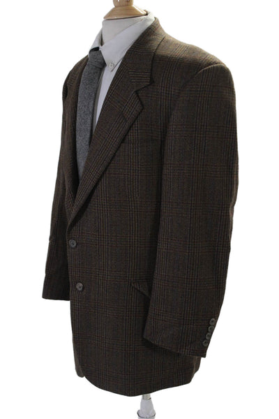 H. Freeman & Son Mens Plaid Textured Collar Buttoned Blazer brown Size EUR 42