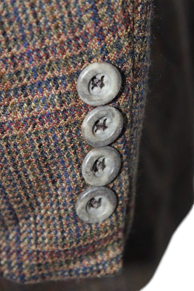 H. Freeman & Son Mens Plaid Textured Collar Buttoned Blazer brown Size EUR 42