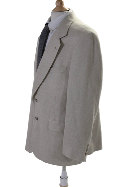 Nordstrom Mens Silk Woven Textured Buttoned Darted Blazer Beige Size EUR 42