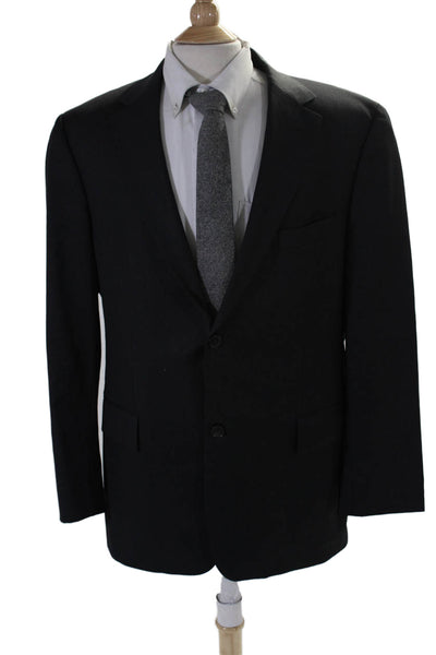 Boss Hugo Boss Mens Wool Button Darted Long Sleeve Blazer Dark Gray Size EUR 46