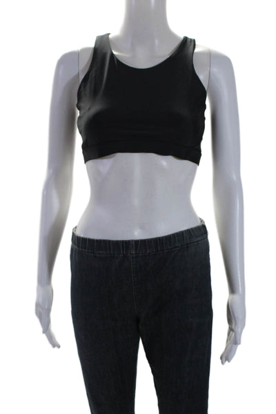 Heroine Sport Women's Scoop Neck Racerback Athletic Cropped Top Black Size M