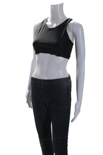 Heroine Sport Women's Scoop Neck Racerback Athletic Cropped Top Black Size M