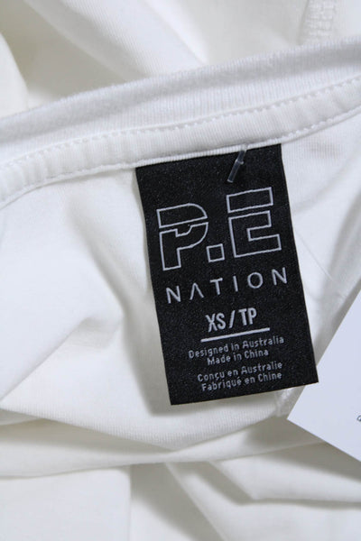 PE Nation Women's Round Neck Sleeveless Muscle Tank White Size XS