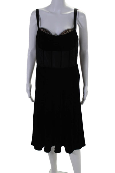 Badgley Mischka Women's Corset Top Fit Flare Velvet Mini Dress Black Size14